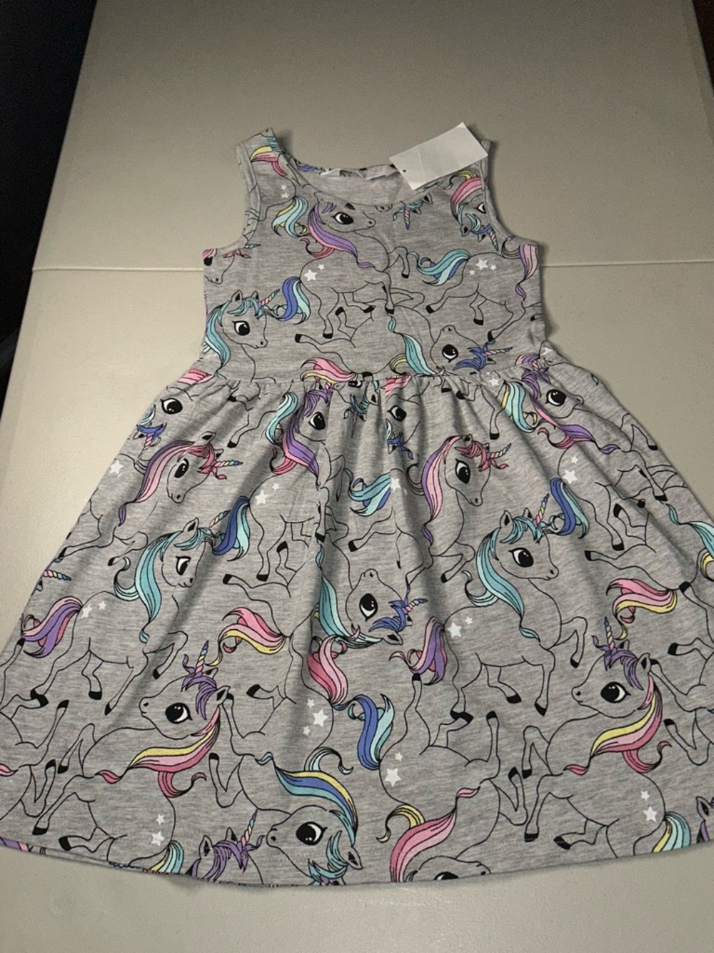 H&M Grey Sleeveless Dress with Multicolor Unicorns